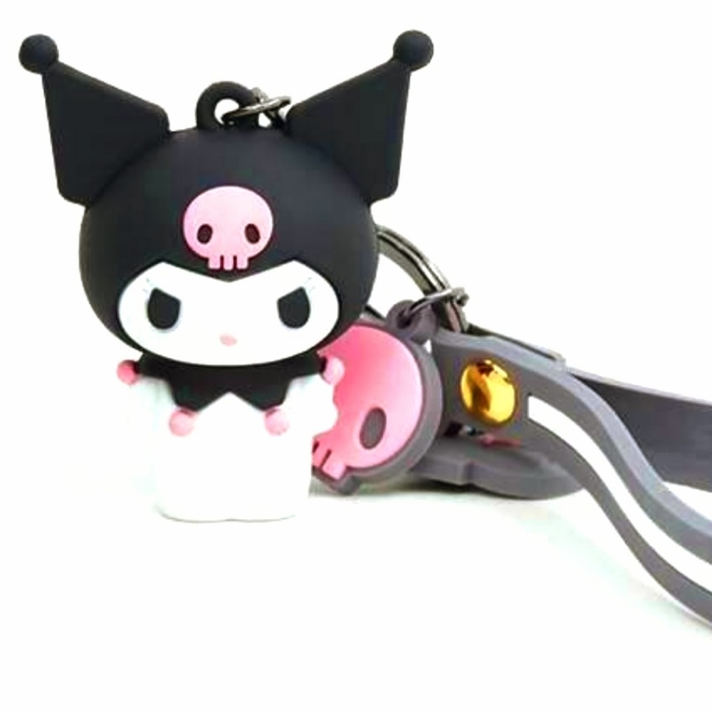 Kuromi Key Chain PVC Black & Pink 3D Figure Strap